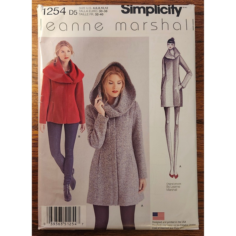 Simplicity 1254 Leanne Marshall Misses Coat Jacket Sewing Pattern Size 4-12 D5